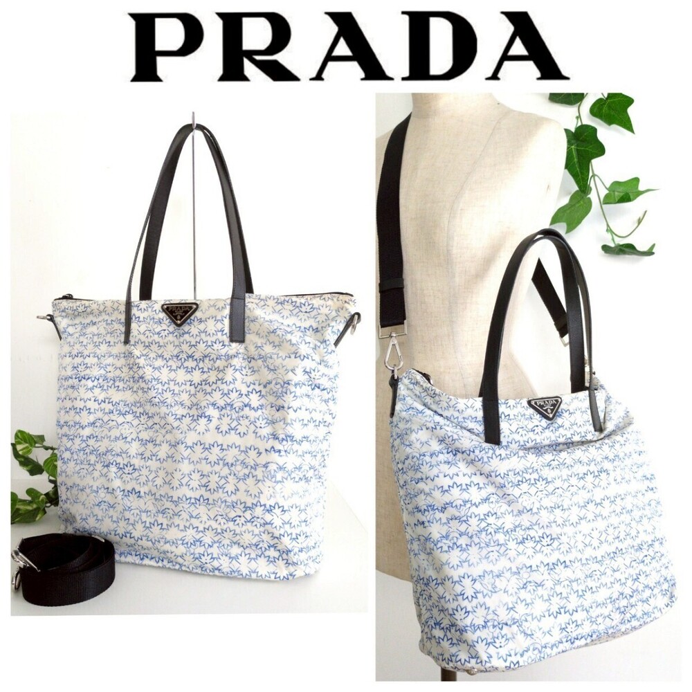 Prada recent leaf hemp leather tote bag shoulder crossbody